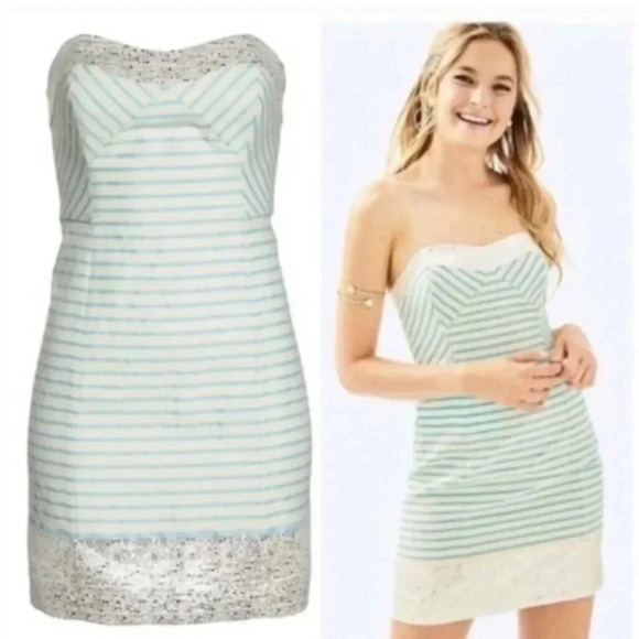 Lilly Pulitzer | Chic Metallic Remi Strapless Party Dress Size 0 NWT MSRP $198 - Picture 1 of 7